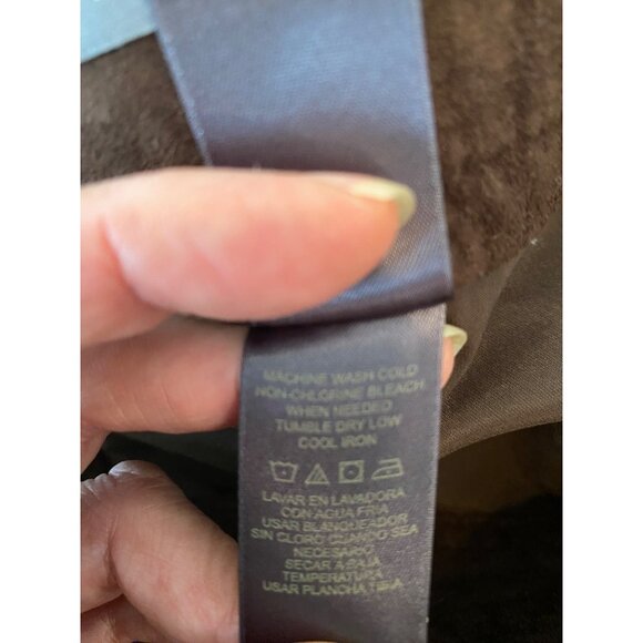 Liz Claiborne Brown Faux Suede A-Line Midi Skirt With Back Zipper Closure Medium - Picture 4 of 9